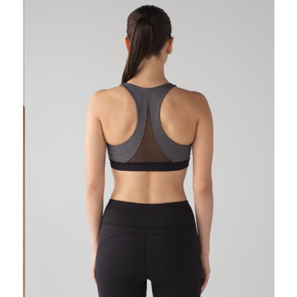 Lululemon Invigorate Bra Heathered Black Mesh Racerback Medium Support 12 Large - Picture 6 of 9